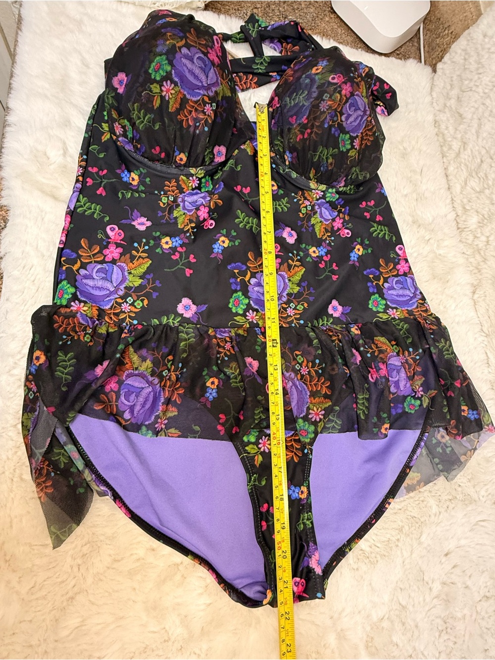 NWOT Gorgeous Marilyn Monroe Women's Ruffled Floral One Piece Swimswear sz 2XL - Picture 12 of 15